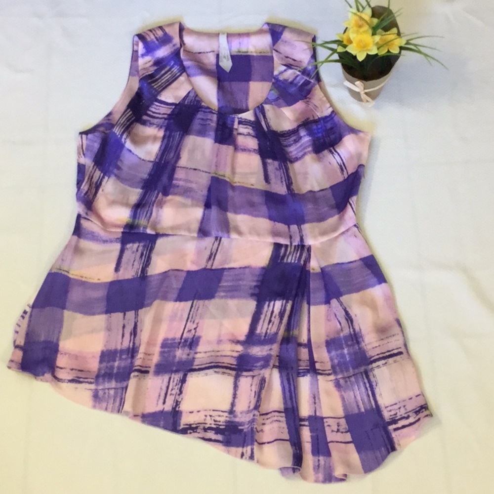 Melissa McCarthy sleeveless pleated satin plus size top 1X
